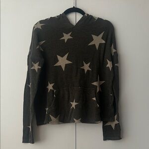 Super Soft Star Patterned Hooded Sweater in grey and Cream
